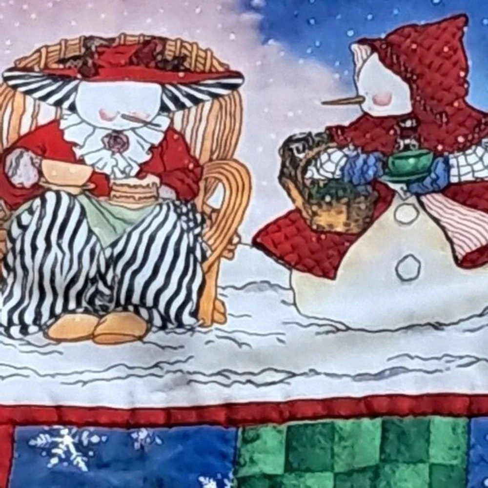 Handmade Winter Snowman Quilt Christmas Holiday‎ Patchwork #CS44